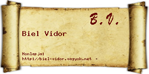 Biel Vidor névjegykártya